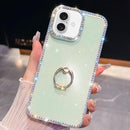 iPhone 16/17 Series Rhinestone Glitter TPU Ring Holder Anti - fall Phone Case