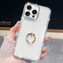 iPhone 16/17 Series Rhinestone Glitter TPU Ring Holder Anti - fall Phone Case