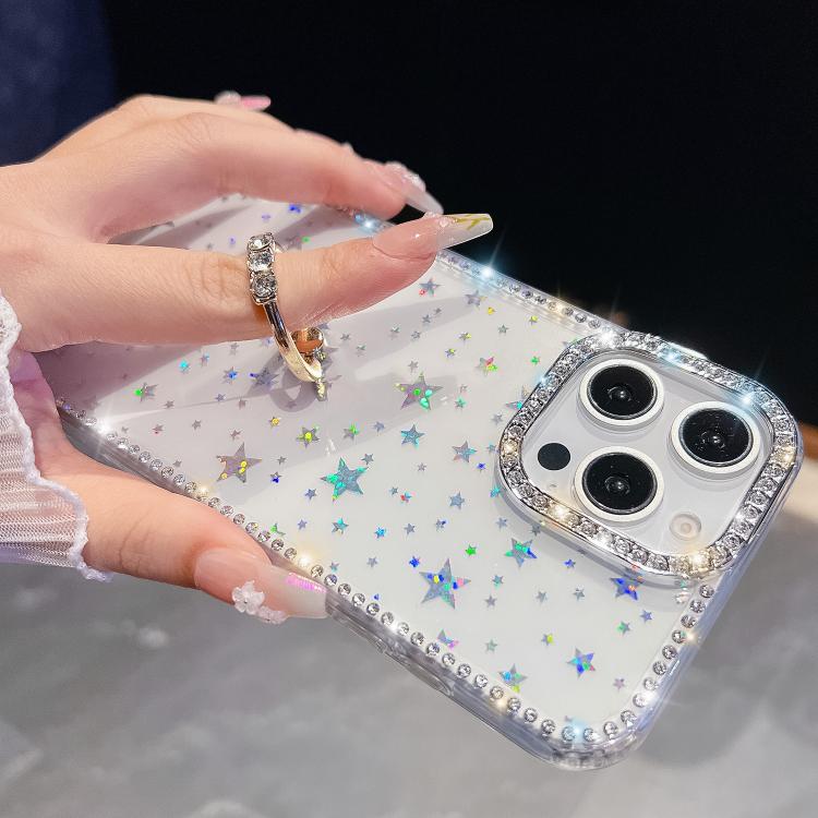 iPhone 16/17 Series Rhinestone Glitter TPU Ring Holder Anti - fall Phone Case