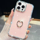 iPhone 16/17 Series Rhinestone Glitter TPU Ring Holder Anti - fall Phone Case