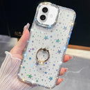 iPhone 16/17 Series Rhinestone Glitter TPU Ring Holder Anti - fall Phone Case