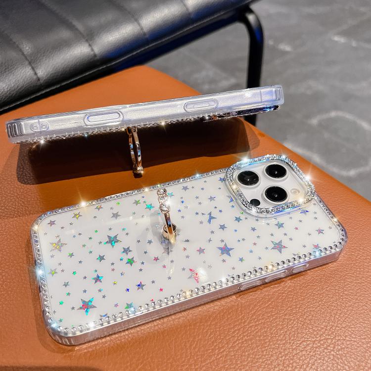 iPhone 16/17 Series Rhinestone Glitter TPU Ring Holder Anti - fall Phone Case