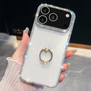 iPhone 16/17 Series Rhinestone Glitter TPU Ring Holder Anti - fall Phone Case