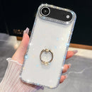 iPhone 16/17 Series Rhinestone Glitter TPU Ring Holder Anti - fall Phone Case