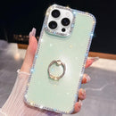 iPhone 16/17 Series Rhinestone Glitter TPU Ring Holder Anti - fall Phone Case