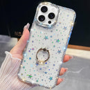 iPhone 16/17 Series Rhinestone Glitter TPU Ring Holder Anti - fall Phone Case