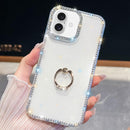 iPhone 16/17 Series Rhinestone Glitter TPU Ring Holder Anti - fall Phone Case