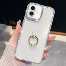 iPhone 16/17 Series Rhinestone Glitter TPU Ring Holder Anti - fall Phone Case