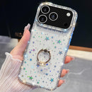 iPhone 16/17 Series Rhinestone Glitter TPU Ring Holder Anti - fall Phone Case