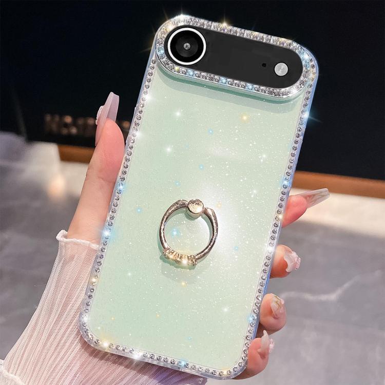 iPhone 16/17 Series Rhinestone Glitter TPU Ring Holder Anti - fall Phone Case