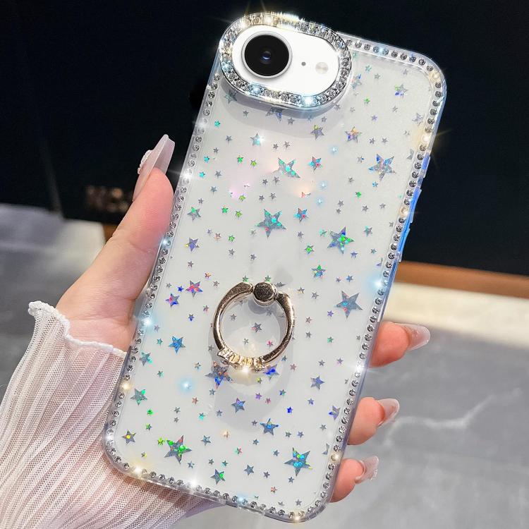 iPhone 16/17 Series Rhinestone Glitter TPU Ring Holder Anti - fall Phone Case