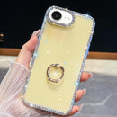 iPhone 16/17 Series Rhinestone Glitter TPU Ring Holder Anti - fall Phone Case
