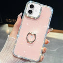 iPhone 16/17 Series Rhinestone Glitter TPU Ring Holder Anti - fall Phone Case