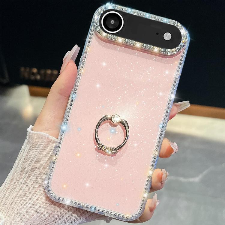 iPhone 16/17 Series Rhinestone Glitter TPU Ring Holder Anti - fall Phone Case
