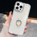 iPhone 16/17 Series Rhinestone Glitter TPU Ring Holder Anti - fall Phone Case