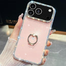 iPhone 16/17 Series Rhinestone Glitter TPU Ring Holder Anti - fall Phone Case