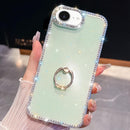 iPhone 16/17 Series Rhinestone Glitter TPU Ring Holder Anti - fall Phone Case