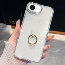 iPhone 16/17 Series Rhinestone Glitter TPU Ring Holder Anti - fall Phone Case