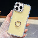 iPhone 16/17 Series Rhinestone Glitter TPU Ring Holder Anti - fall Phone Case
