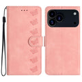 iPhone 16/17 Series Seven Butterflies Embossed Leather Phone Case