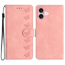 iPhone 16/17 Series Seven Butterflies Embossed Leather Phone Case