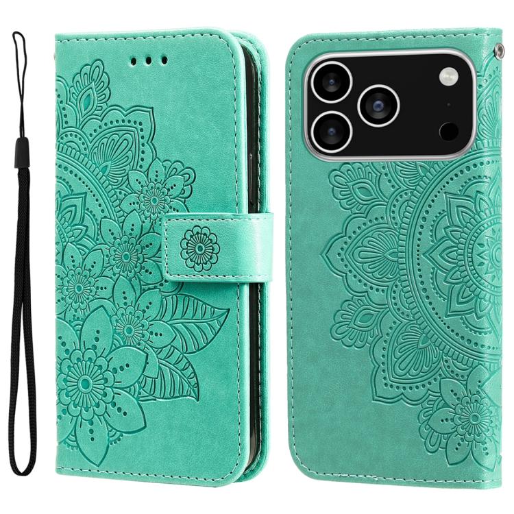 iPhone 16/17 Series Seven - petal Flowers Embossing Leather Phone Case