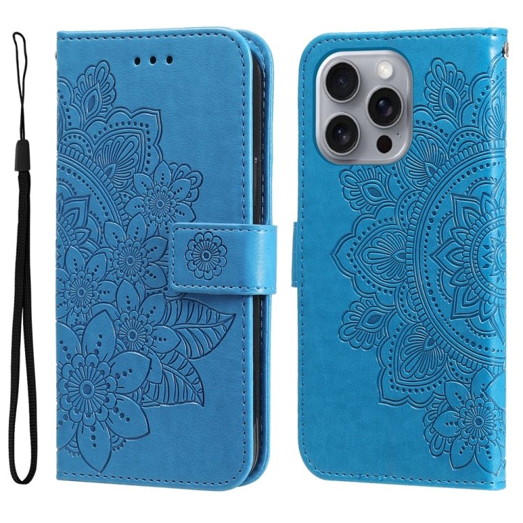 iPhone 16/17 Series Seven - petal Flowers Embossing Leather Phone Case