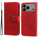 iPhone 16/17 Series Seven - petal Flowers Embossing Leather Phone Case