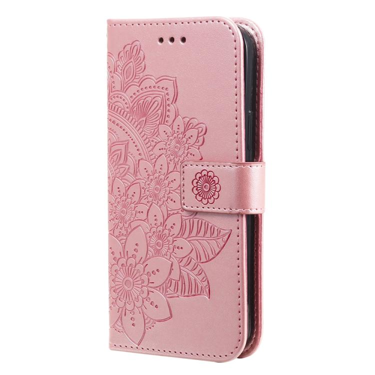 iPhone 16/17 Series Seven - petal Flowers Embossing Leather Phone Case