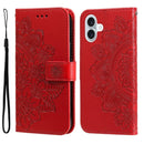 iPhone 16/17 Series Seven - petal Flowers Embossing Leather Phone Case