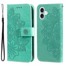 iPhone 16/17 Series Seven - petal Flowers Embossing Leather Phone Case