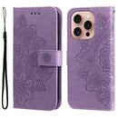 iPhone 16/17 Series Seven - petal Flowers Embossing Leather Phone Case