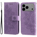 iPhone 16/17 Series Seven - petal Flowers Embossing Leather Phone Case