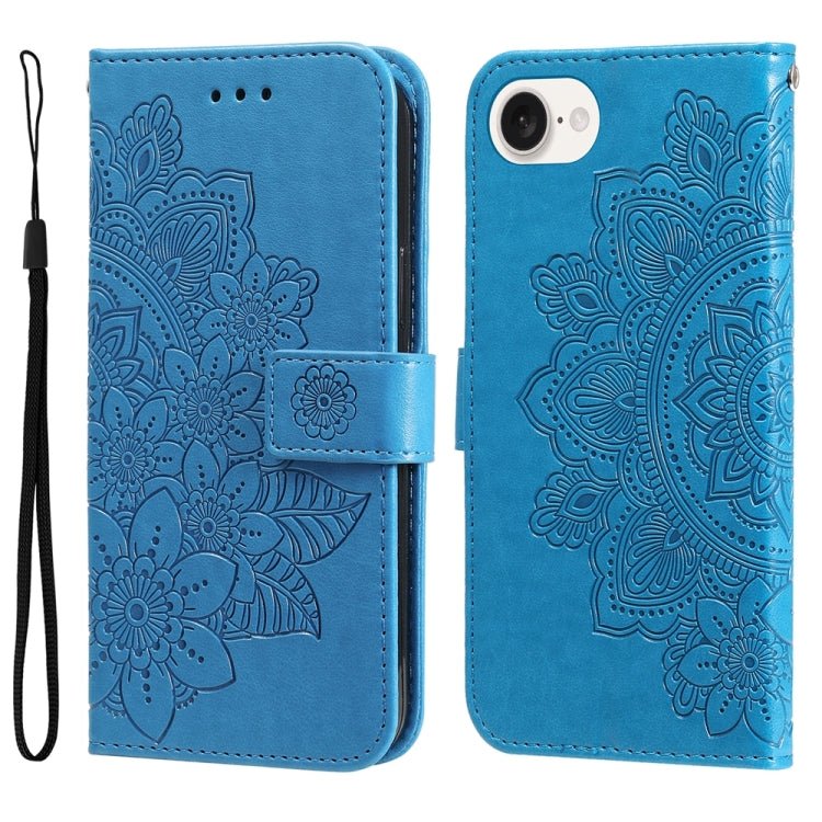 iPhone 16/17 Series Seven - petal Flowers Embossing Leather Phone Case