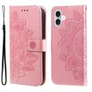 iPhone 16/17 Series Seven - petal Flowers Embossing Leather Phone Case