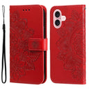 iPhone 16/17 Series Seven - petal Flowers Embossing Leather Phone Case