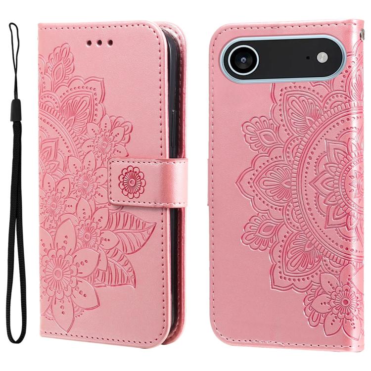 iPhone 16/17 Series Seven - petal Flowers Embossing Leather Phone Case