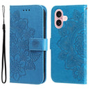 iPhone 16/17 Series Seven - petal Flowers Embossing Leather Phone Case