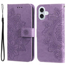 iPhone 16/17 Series Seven - petal Flowers Embossing Leather Phone Case