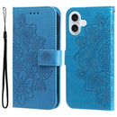 iPhone 16/17 Series Seven - petal Flowers Embossing Leather Phone Case