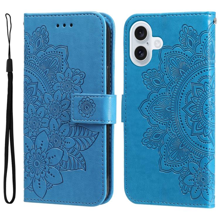 iPhone 16/17 Series Seven - petal Flowers Embossing Leather Phone Case