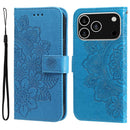 iPhone 16/17 Series Seven - petal Flowers Embossing Leather Phone Case