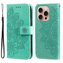 iPhone 16/17 Series Seven - petal Flowers Embossing Leather Phone Case
