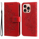 iPhone 16/17 Series Seven - petal Flowers Embossing Leather Phone Case