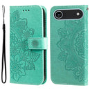 iPhone 16/17 Series Seven - petal Flowers Embossing Leather Phone Case