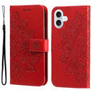 iPhone 16/17 Series Seven - petal Flowers Embossing Leather Phone Case