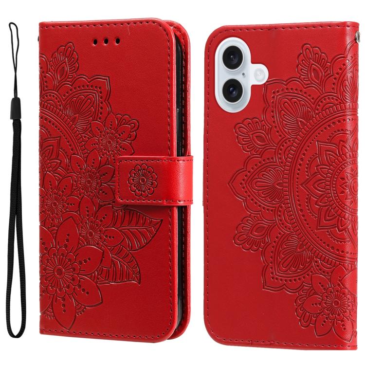 iPhone 16/17 Series Seven - petal Flowers Embossing Leather Phone Case