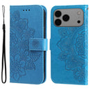 iPhone 16/17 Series Seven - petal Flowers Embossing Leather Phone Case