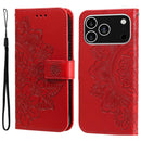 iPhone 16/17 Series Seven - petal Flowers Embossing Leather Phone Case