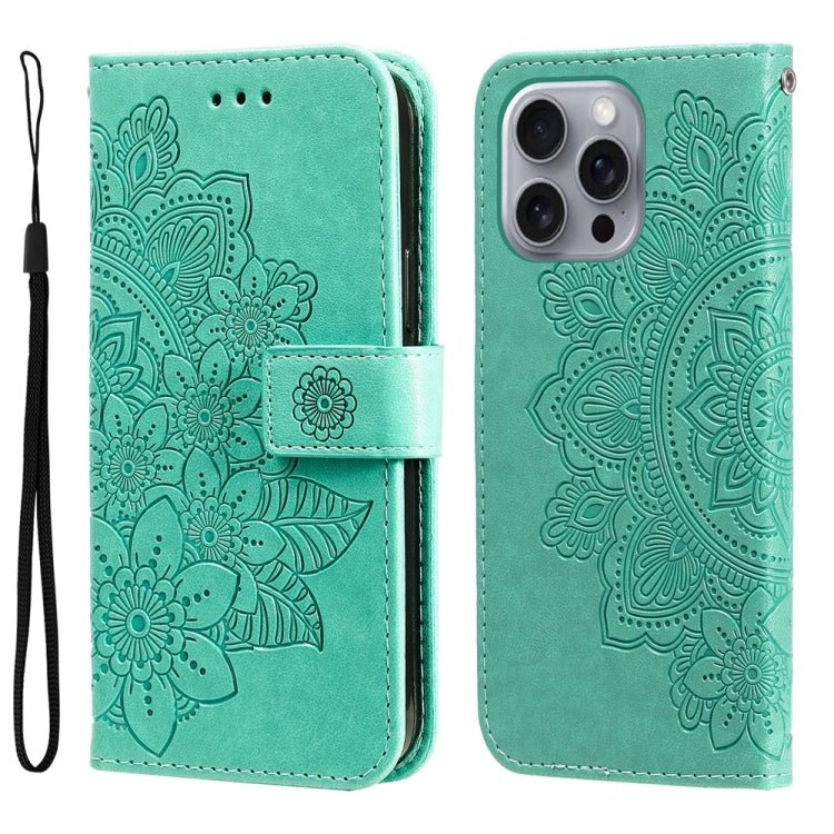 iPhone 16/17 Series Seven - petal Flowers Embossing Leather Phone Case